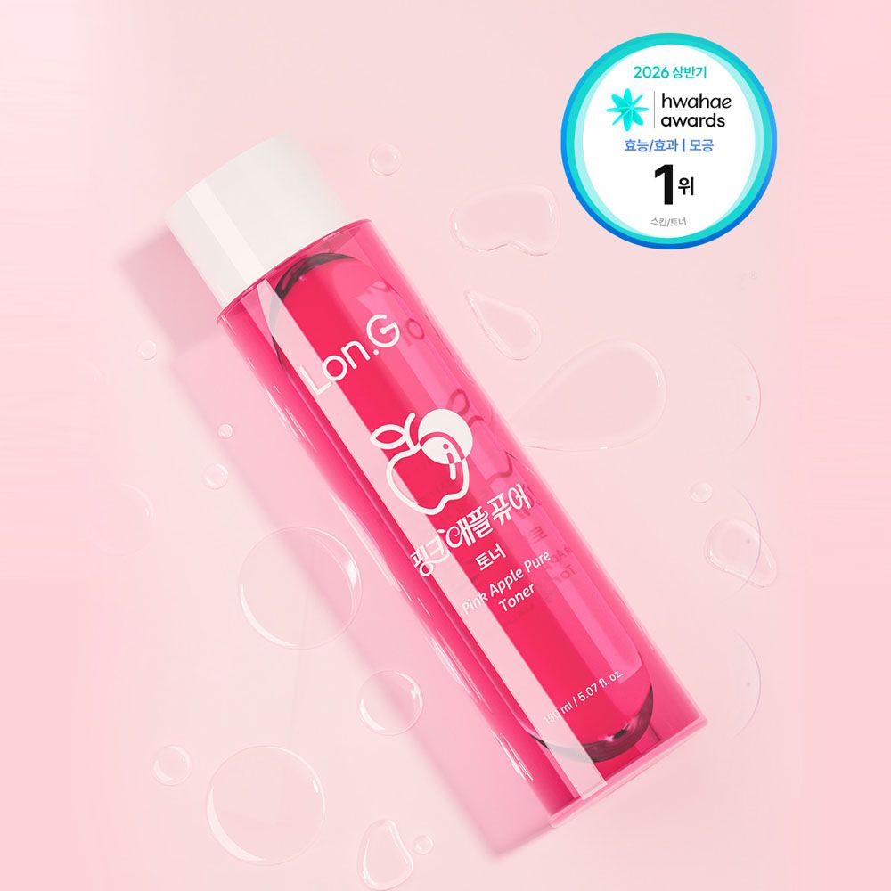 Lon.G Pink Apple Pure Toner 150ml Pore Tightening Sebum Control Brightening Skincare _ Made in Korea